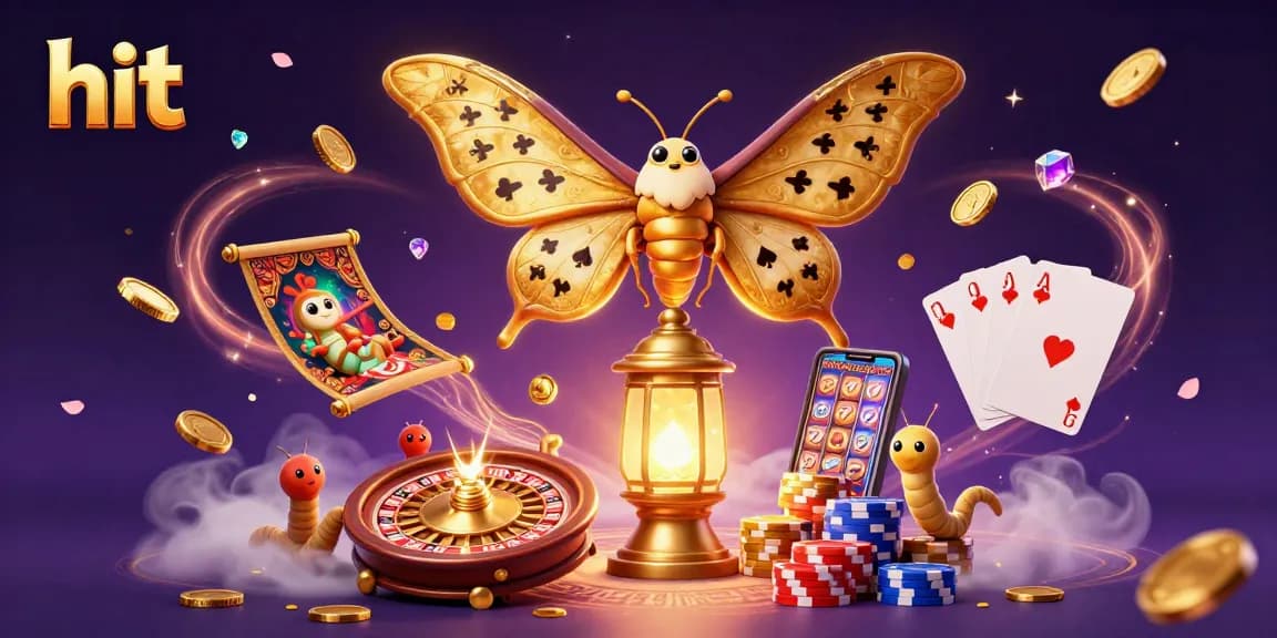 Experience the excitement of hits with a vibrant casino scene featuring an atlas moth and dynamic game elements.