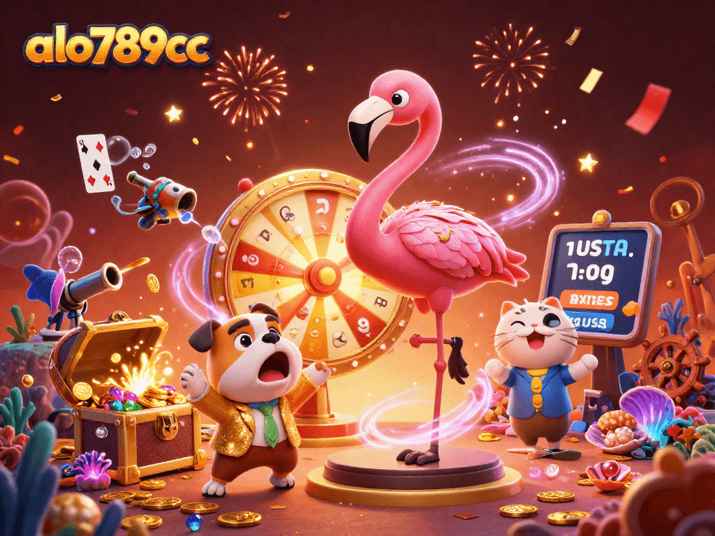 Engage with thrilling casino fun at alo789bcc with a colorful game show scene and exciting gameplay elements.