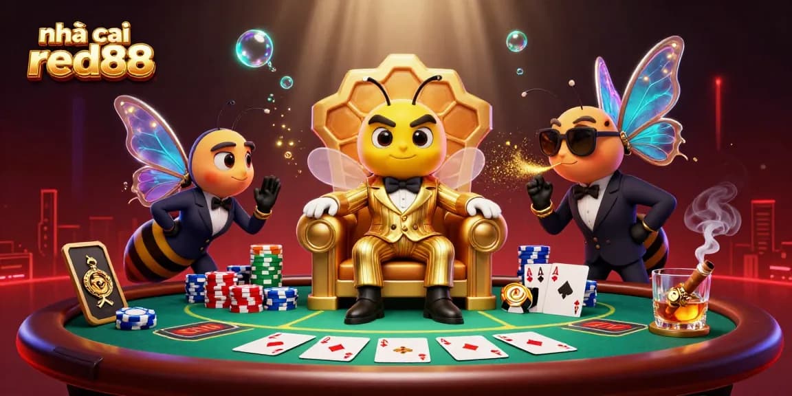 Experience nhà cái red88 with unique poker scenes featuring an engaging bumblebee mob boss and dynamic casino elements.