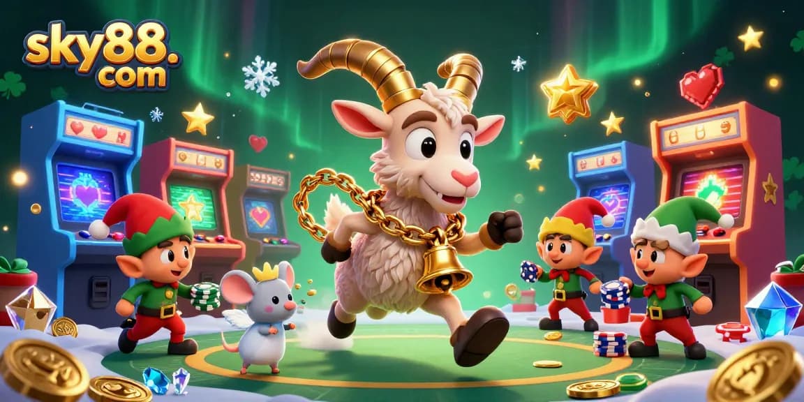 Experience thrilling gameplay at sky88. com with vibrant casino action featuring Krampus and festive characters.