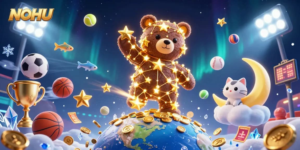 Engage in exciting gameplay and win with NOHU at vibrant 3D casino illustration