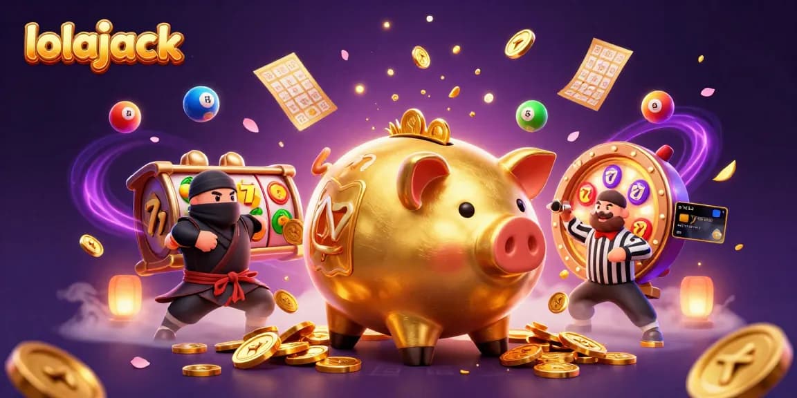 Experience the thrill of lolajack casino with lively gaming scenes full of colorful slot reels and dynamic characters.