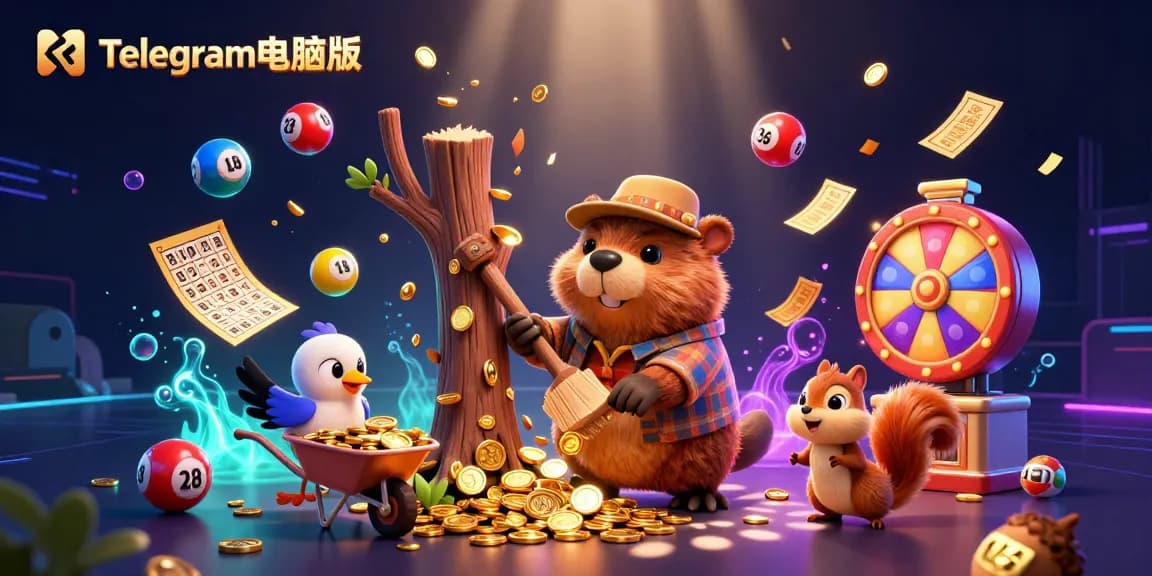 体验Telegram电脑版带来的兴奋场景,水獺在树上砍下硬币,收集丰厚的奖金。