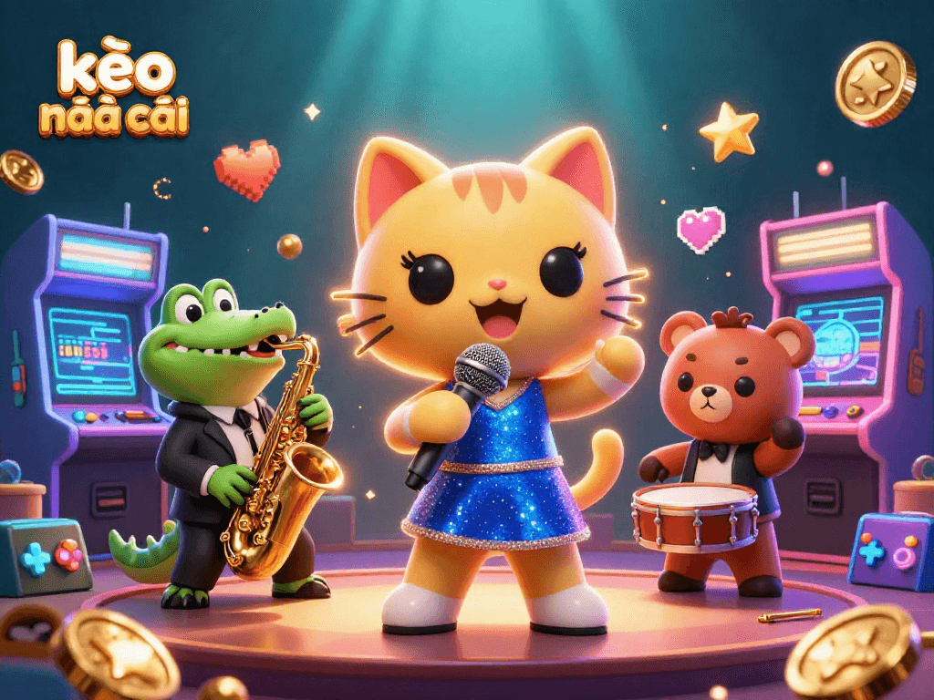 Experience thrilling action at kèo nhà cái with vibrant 3D characters performing on a dynamic casino stage.