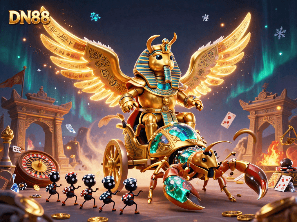 Experience thrilling casino action with DN88’s 3D beetle and scorpions gaming scene.