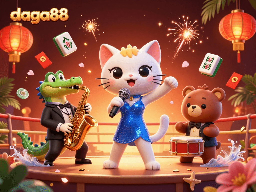 Experience the thrill of daga88 with vibrant cockfighting action and captivating characters in a dynamic casino scene.