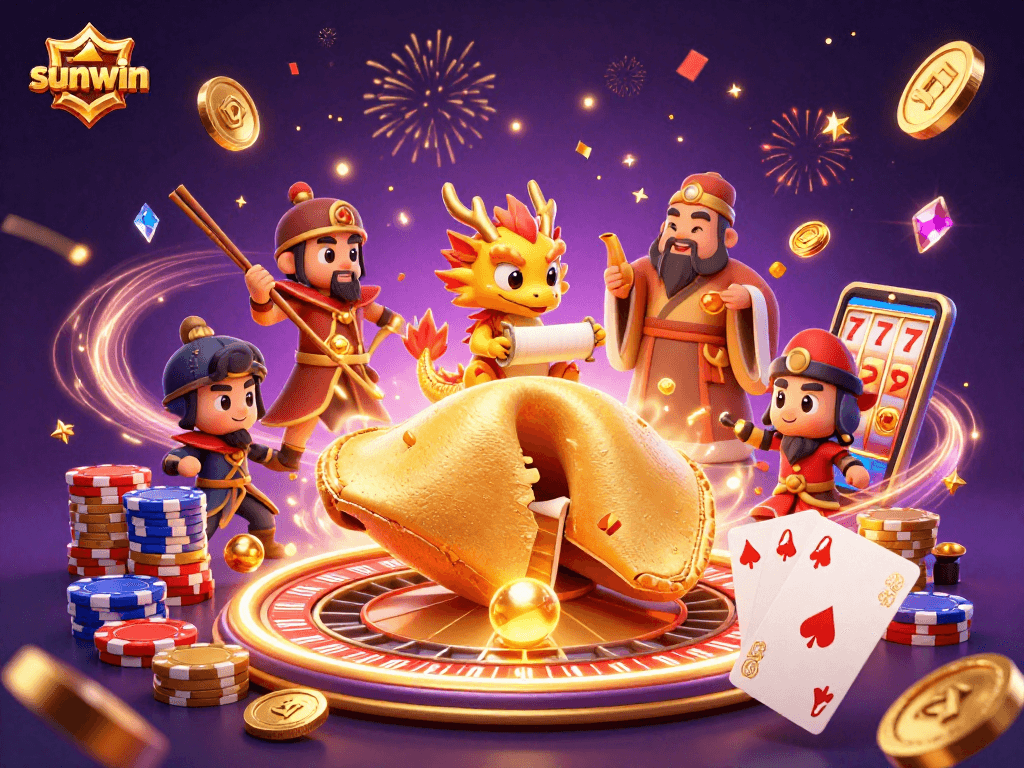 Experience the excitement of sunwin with a magical casino scene brimming with fortunes and celebrations.