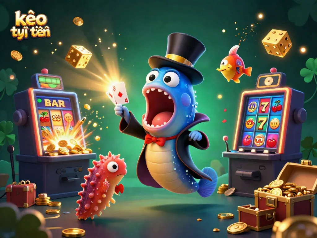 Engaging 3D scene illustrating kèo trực tuyến with cheerful characters and casino elements enhancing the fun experience.