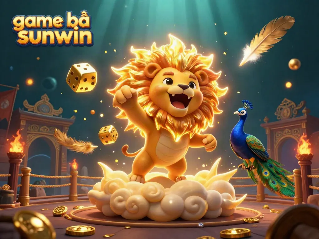Experience thrilling action with game bài sunwin featuring a roaring sun lion and golden dice in a vibrant casino scene.