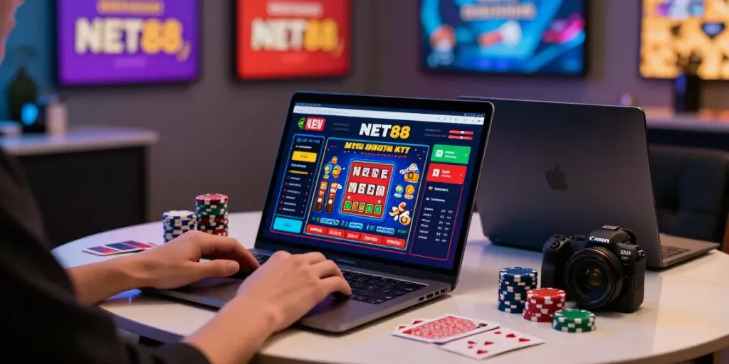 Engaging online betting experience at https://net88.broker/ with vibrant casino graphics.
