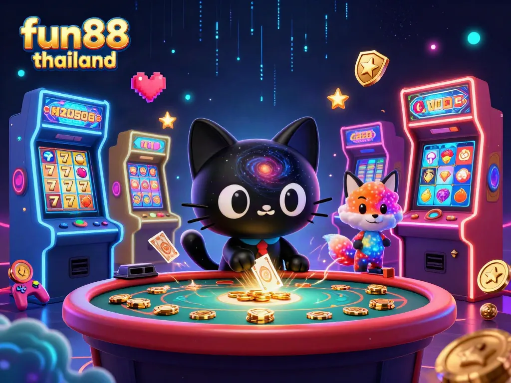 Experience fun88 thailand with vibrant cosmic gaming elements and animated characters attracting chips.