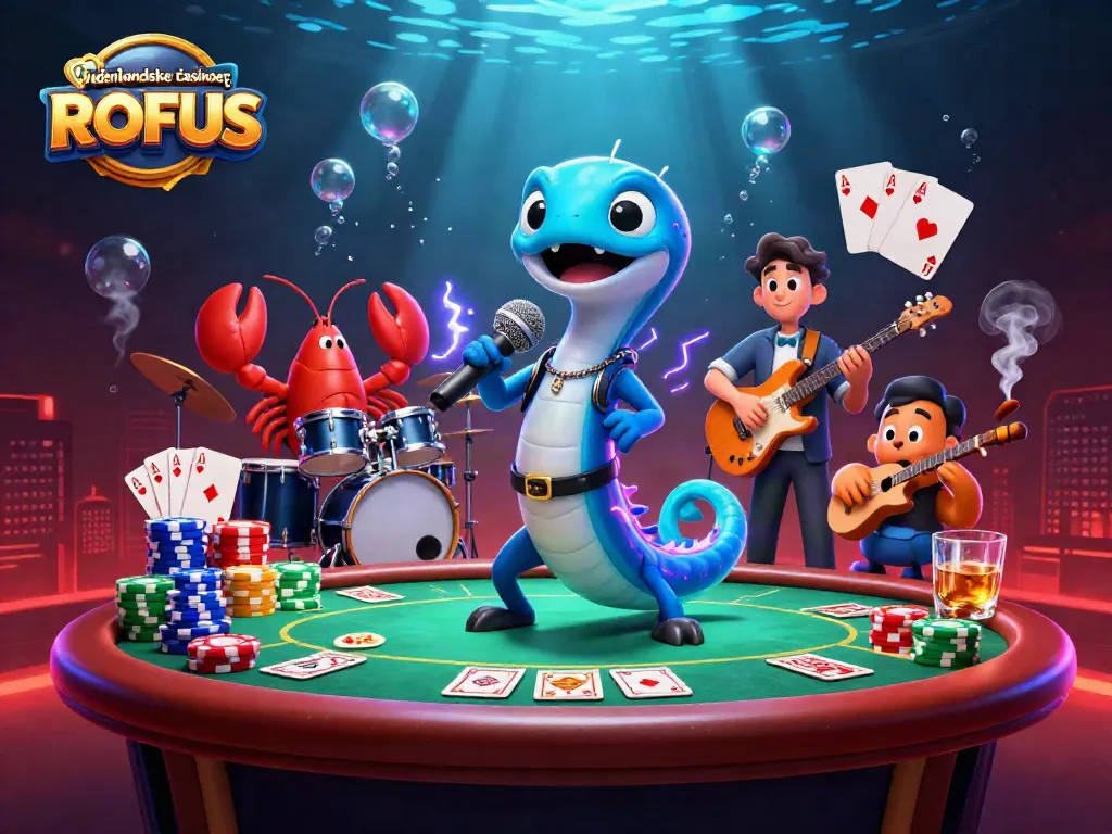 Experience the thrilling action at udenlandske casinoer uden ROFUS with vibrant underwater casino elements and characters.