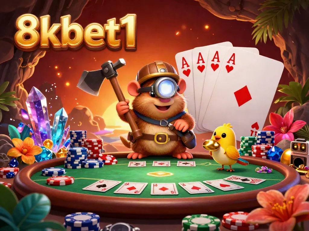 Engage in thrilling games at 8xbet1, where treasure hunters uncover riches in a 3D casino setting.