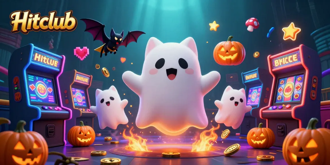 Experience thrilling gameplay at Hitclub with a ghost cat and vibrant casino scene, showcasing exciting slot elements.