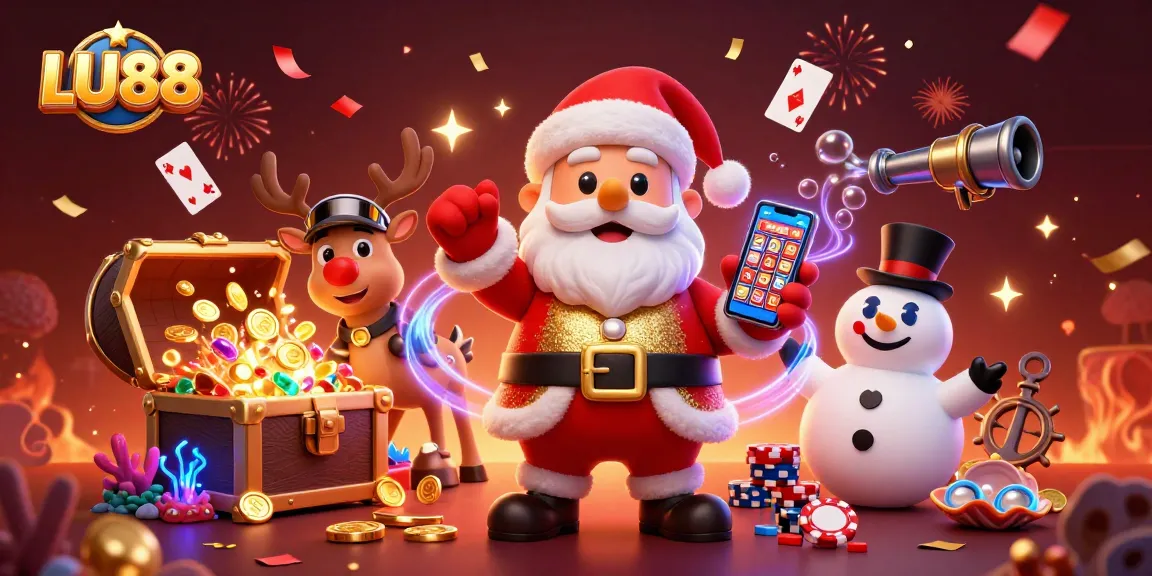 LU88 slots experience with Santa, reindeer, and snowman gaming dynamic scene.