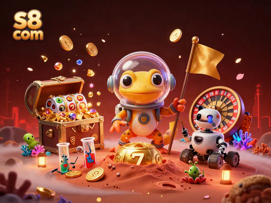 Engage with the stellar gaming excitement at s8 com in a vibrant alien casino scene.