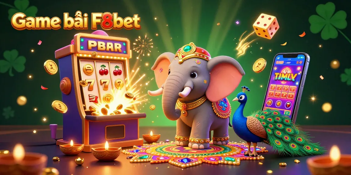 Experience excitement with the Game bài F8bet vivid casino scene featuring vibrant characters and dynamic gambling elements.