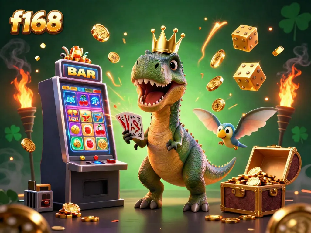 Experience thrilling action at f168 with vibrant characters and casino elements in this dynamic scene.