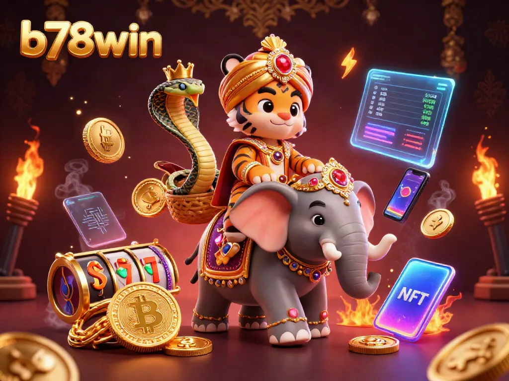 Experience thrilling gaming at b78win with vibrant 3D character illustrations and engaging casino elements.