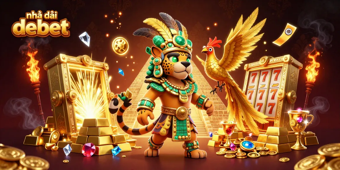 Engage with Nhà cái Debet through vibrant 3D casino-themed illustration filled with thrilling gaming elements.