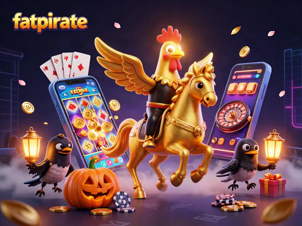 Engage in epic gameplay at fatpirate casino, featuring dynamic 3D characters and vibrant gambling elements.