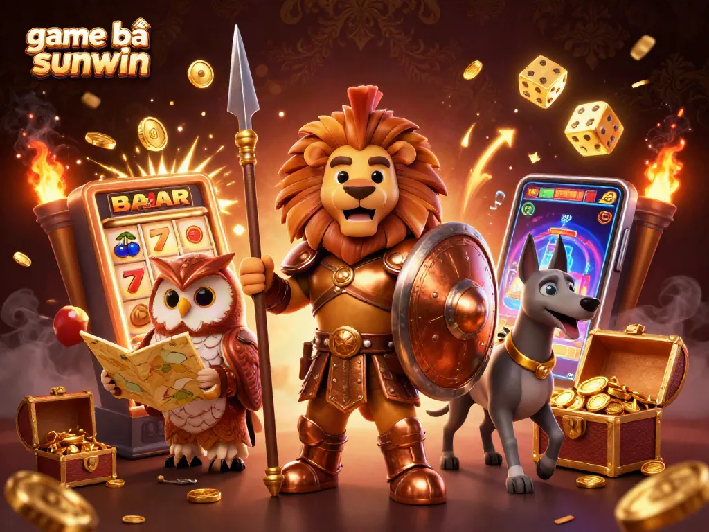 Experience thrilling action in the game bài sunwin with a dynamic 3D casino illustration showcasing epic characters and magical game elements.