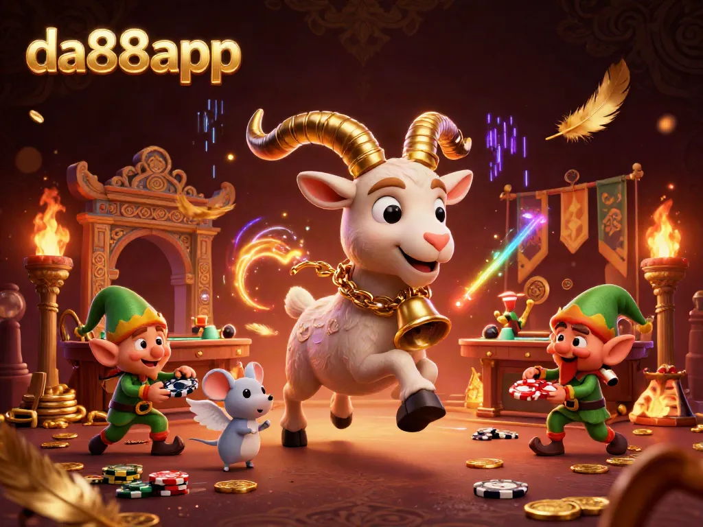 Experience exciting gambling at da88app with a festive Krampus and engaging casino characters.