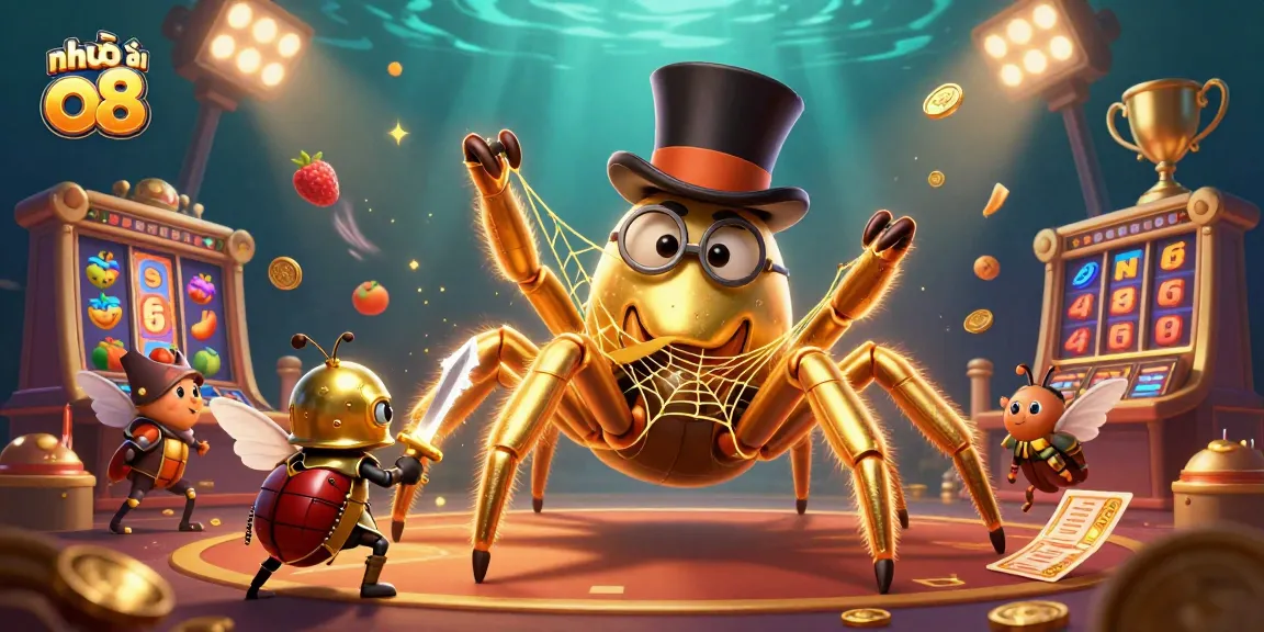 Experience thrilling gaming at nhà cái o8 with vibrant slot reels, engaging characters, and casino glory.
