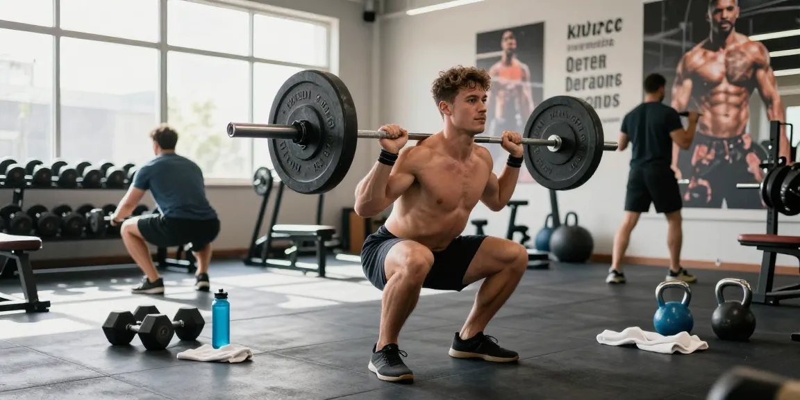 Prime Pharma Steroiden showcase high-quality anabolic bodybuilding in a vibrant gym with a focused bodybuilder squatting.