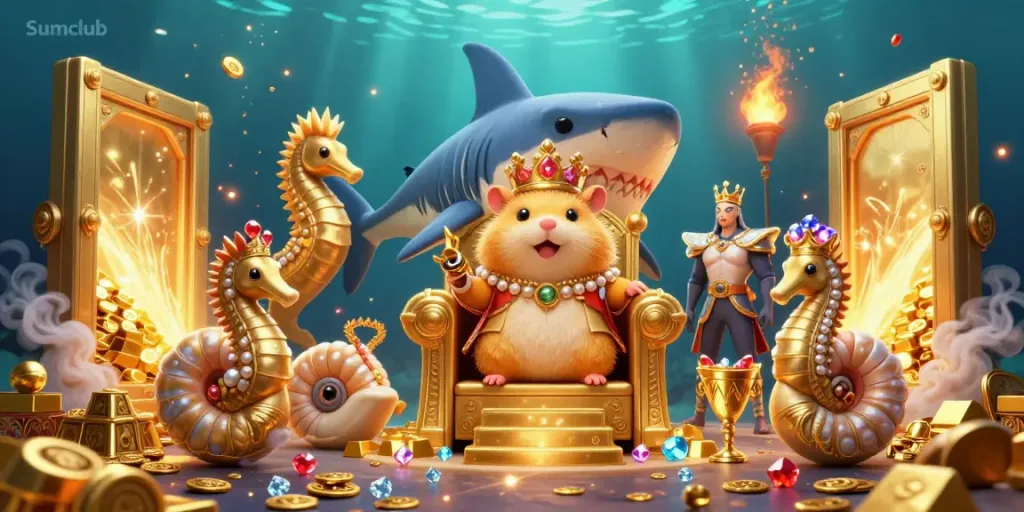 Engage with thrilling games at Sumclub, featuring vibrant underwater treasures and animated characters.