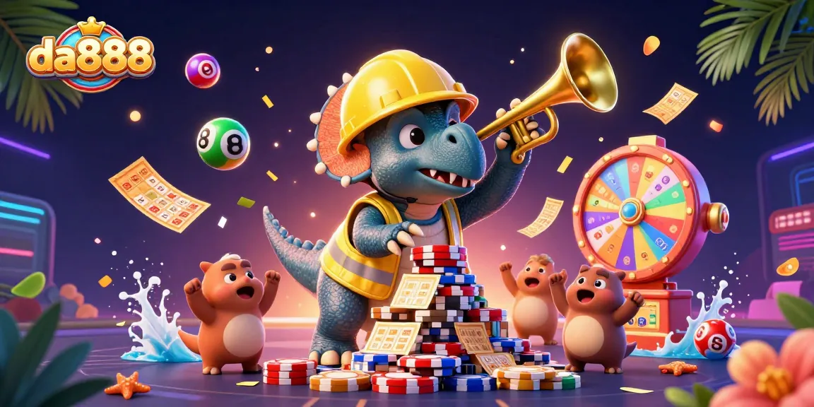 Engage in thrilling gameplay at da888 with colorful lottery elements and vibrant cartoon characters.
