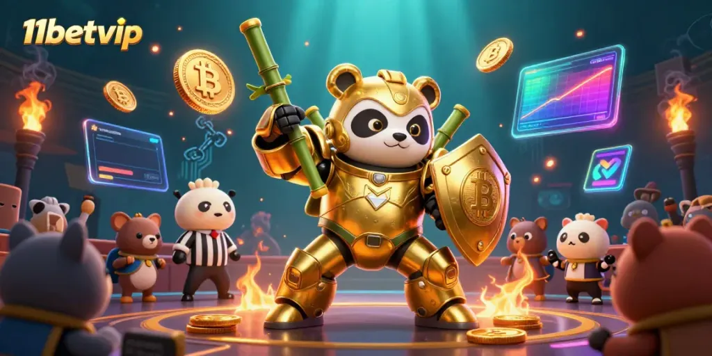 Experience winning at 11betvip with vibrant gaming action and colorful elements in a 3D casino scene.