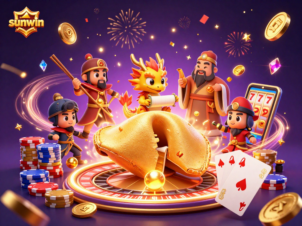 Experience the excitement of sunwin with a magical casino scene brimming with fortunes and celebrations.