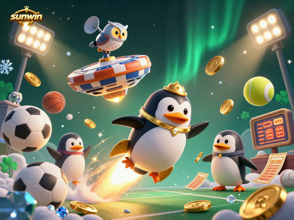 Experience the thrill of betting with sunwin as the golden penguin rockets toward casino riches in space