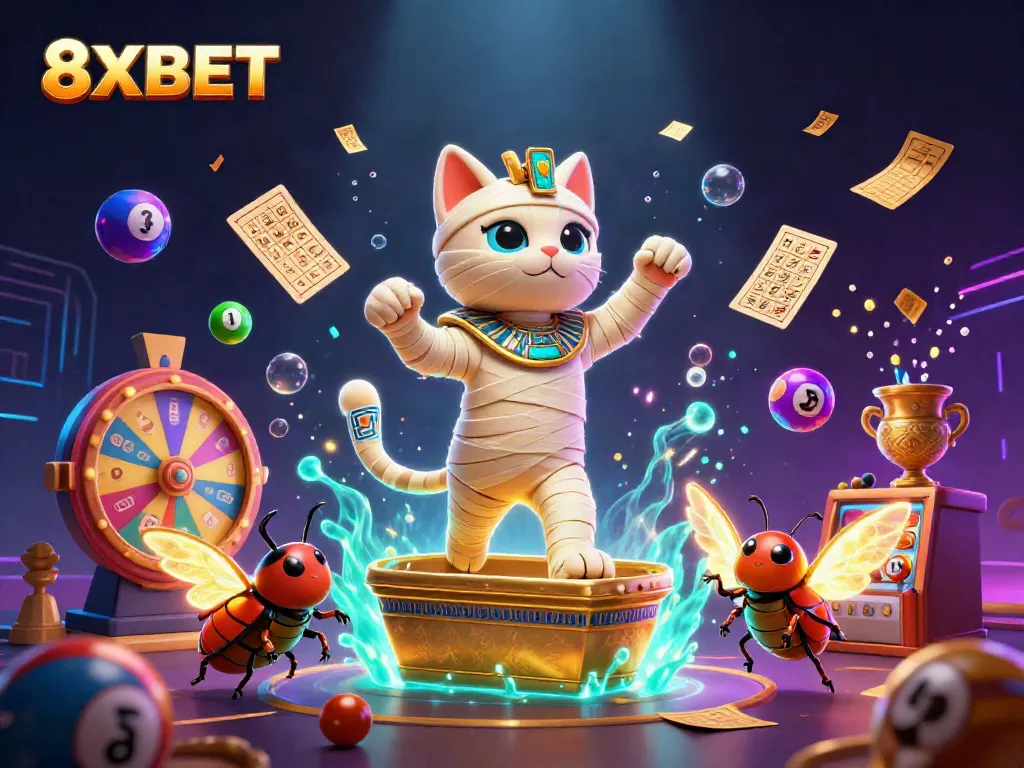 Experience thrilling wins and exciting gameplay with 8XBET’s vibrant casino scene featuring unique characters and elements.