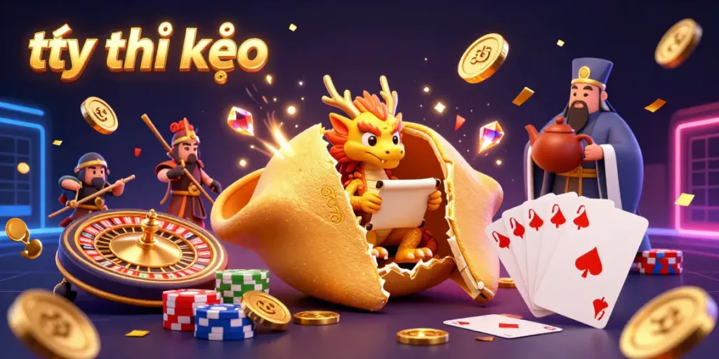 Experience the excitement of tỷ lệ kèo with a vibrant 3D sports betting scene featuring dynamic elements.