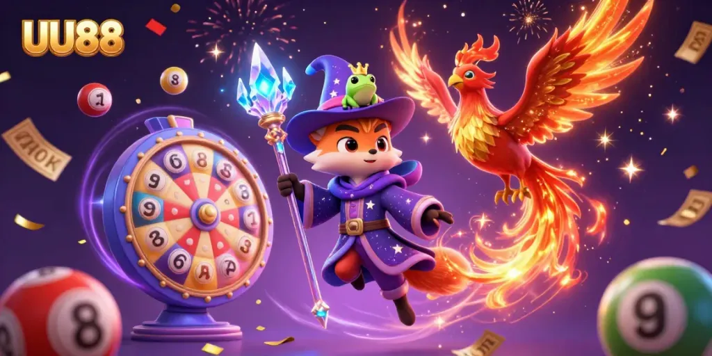Experience thrilling UU88 gaming excitement with mystical characters and vibrant casino elements.