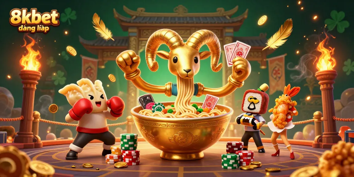 Experience 8xbet đăng nhập with vibrant 3D characters and dynamic casino elements in a lively illustration.