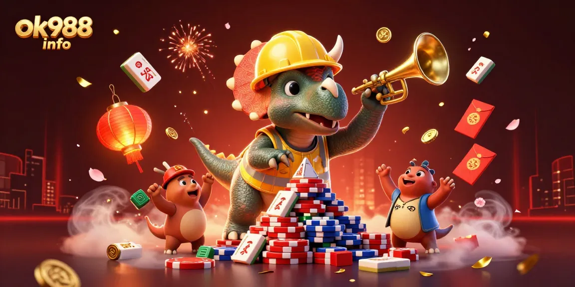 Experience the excitement of ok988 info with vibrant gaming celebrations amidst stunning casino elements.