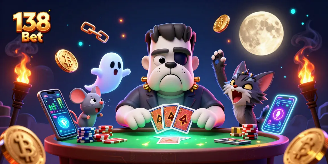 Experience the thrill of 138 Bet in this lively casino scene with unique characters and dazzling elements.