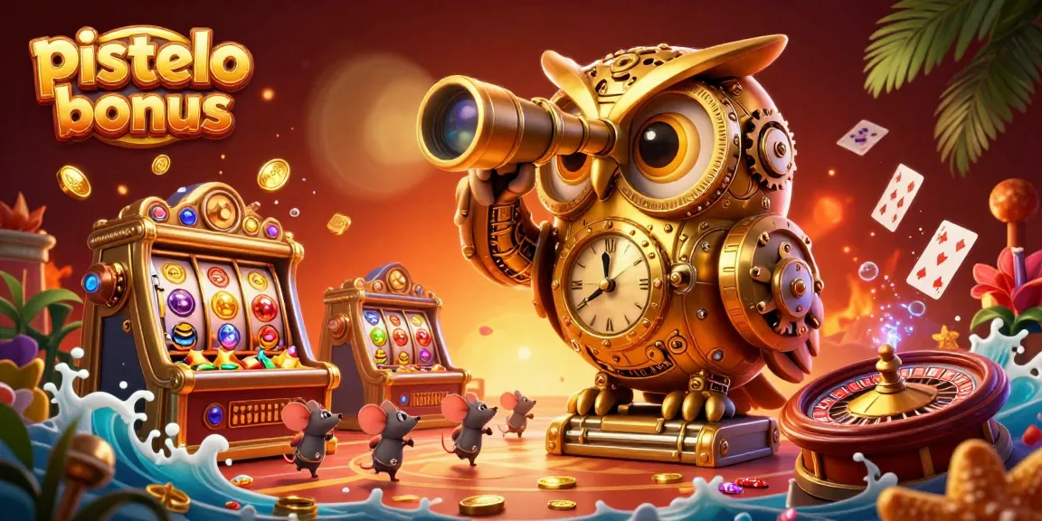 Pistolo bonus spelen in een levendig casino vol met gokkasten en kleurrijke edelstenen.