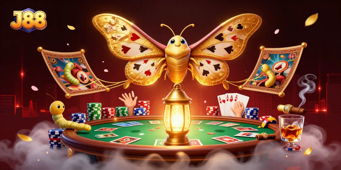 J88 showcases impressive poker elements in a captivating 3D casino scene with vibrant energy.