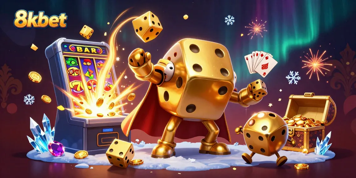 Experience thrilling 8xbet action with vibrant golden dice and jackpot explosion in this illustration.